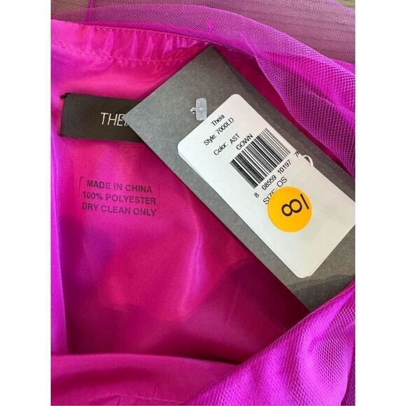 Theia Satin Sequin Cape Gown Sample 4 Magenta Pink Mother of Bride Formal - Picture 8 of 8